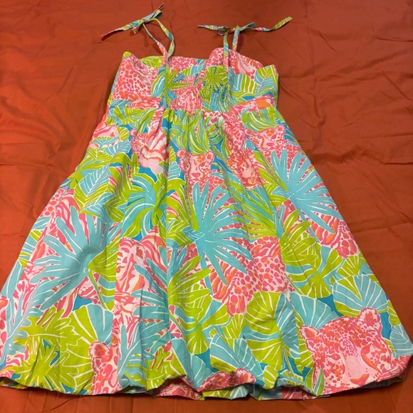 NWOT Lily Pulitzer Tie Shoulder Sundress Multicolored Print Girls Size 12 - Picture 2 of 8